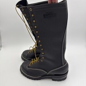 Wesco Highliner Boots Mens Size 11 D Black Leather 16" Vibram Logger 9716100